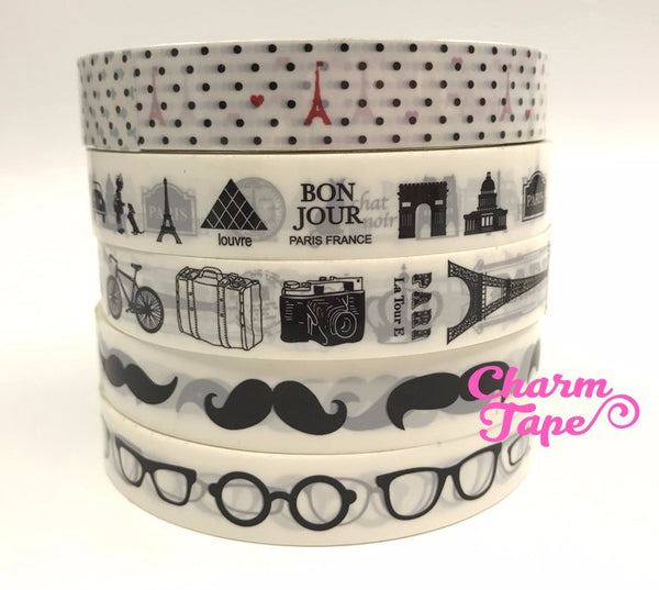 Paris, Eiffel Tower, alphabets, rabbit Plastic Deco Tape 10 meters PT7