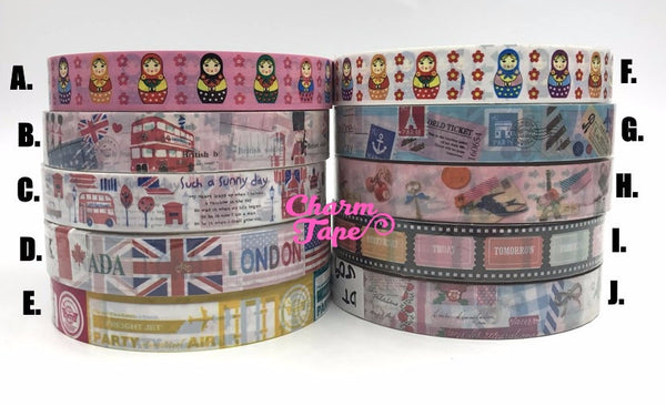 London, Russian Dolls, Eiffel Tower Plastic Deco Tape 10 meters PT8