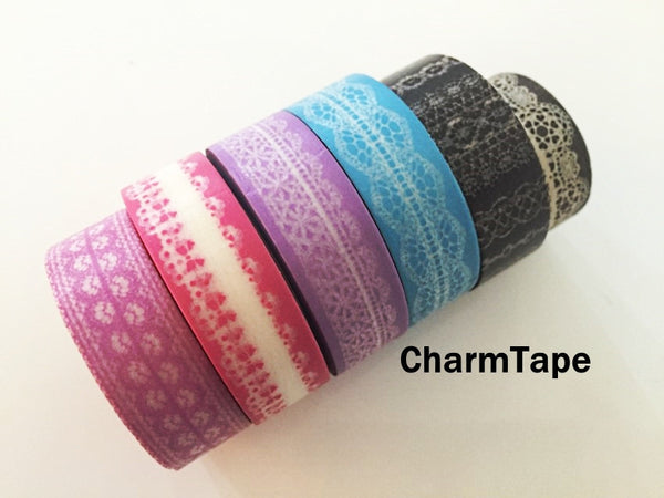 Washi Tape - delicate lace pattern 15mm WT1011 - CharmTape - 4