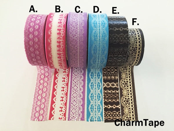 Washi Tape - delicate lace pattern 15mm WT1011 - CharmTape - 2