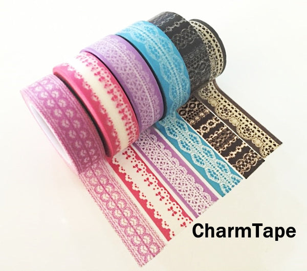 Washi Tape - delicate lace pattern 15mm WT1011 - CharmTape - 5