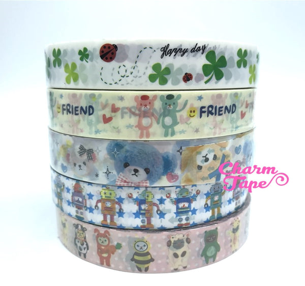 Candy, cake, Heart, Robert & Animal Plastic Deco Tape 10 meters PT9