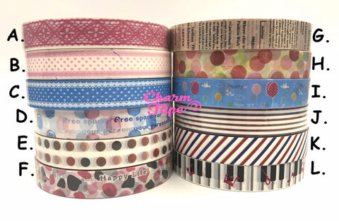 Stripes, lace & dots Plastic Deco Tape 10 meters PT10