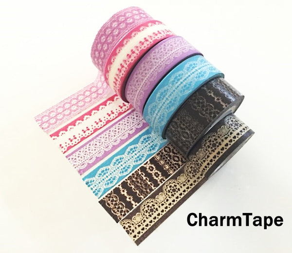 Washi Tape - delicate lace pattern 15mm WT1011 - CharmTape - 8