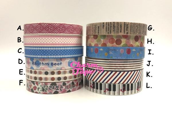 Stripes, lace & dots Plastic Deco Tape 10 meters PT10