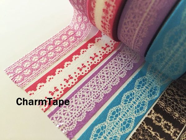 Washi Tape - delicate lace pattern 15mm WT1011 - CharmTape - 9