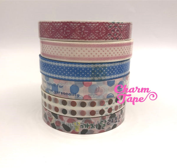 Stripes, lace & dots Plastic Deco Tape 10 meters PT10