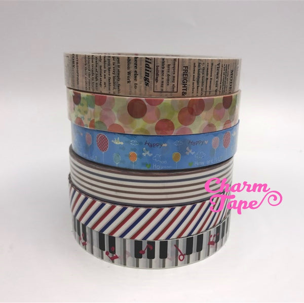 Stripes, lace & dots Plastic Deco Tape 10 meters PT10