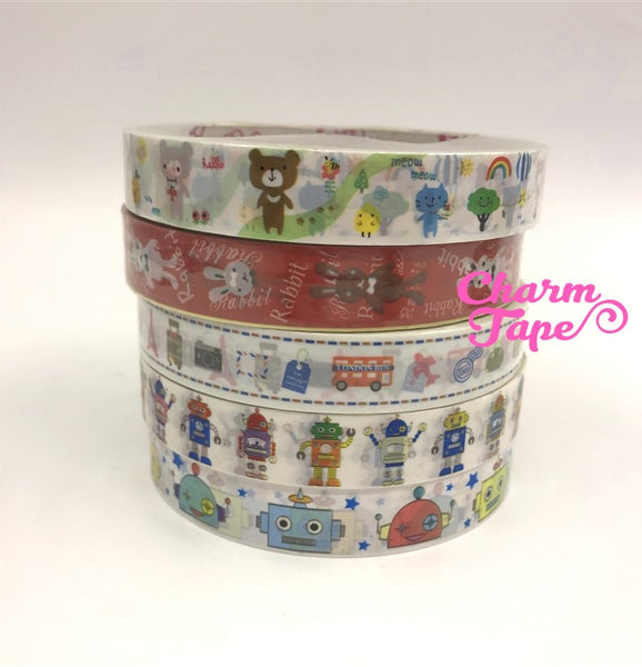 Plastic Deco Tape - Bear, Robot Toy, Panda Bear, Hello Kitty 10 meters PT11