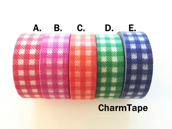 Gingham check Washi Tape 15mm x 10m WT30 - CharmTape - 15