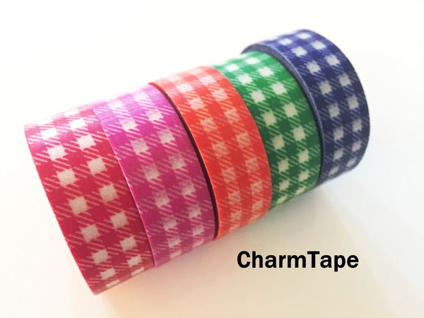 Gingham check Washi Tape 15mm x 10m WT30 - CharmTape - 1