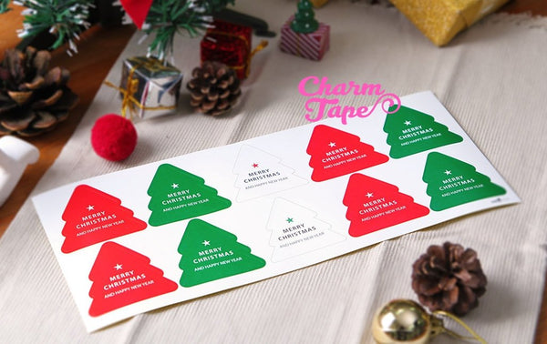 Festive Christmas Tree Sticker For Gift Packing Packaging 3/10/30 sheets GS008