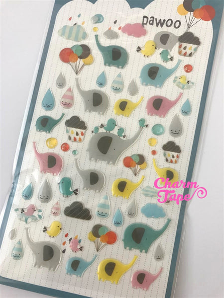 Elephant & Rain drops Gel Sticker by Funny Korea SS512