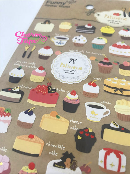 Patisserie Cakes & Cupcakes stickers - 1 sheet by Funny Korea SS252