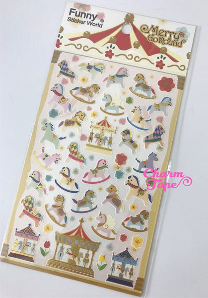 Pony / Horse sticker - Merry Go Round by Funny Korea 1 Sheet SS258