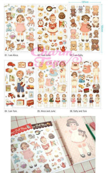 Vintage Dolls paper Stickers 6 sheets FREE SHIP with purchase SS553