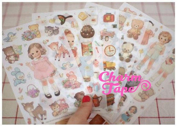 Vintage Dolls paper Stickers 6 sheets FREE SHIP with purchase SS553