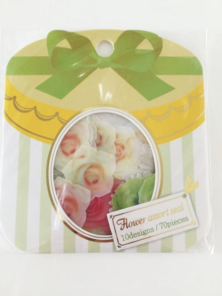 Yellow Roses & Daisy Flower Sticker Flakes Set 70pieces Mindwave Japan SS916