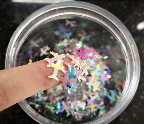 Airplane Loose glitters 10mm UV resin / Laser / Holographic / Solvent Resistant / Slime Art / Nail Art / Resin Jewelry