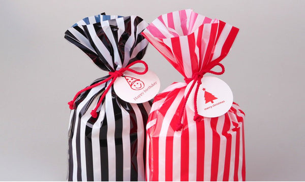 10/50 bags Stripe Cookies Bag // Cello Bags // Poly Bags // Party Thank You Bags Set CB35