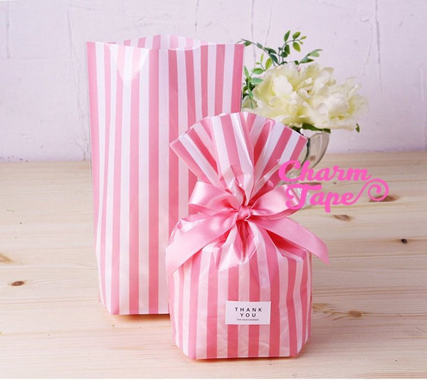 10/50 bags Stripe Cookies Bag // Cello Bags // Poly Bags // Party Thank You Bags Set CB35