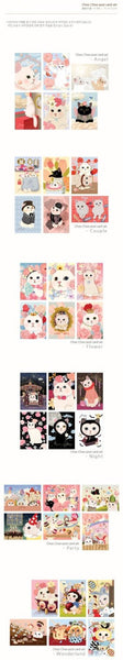 Cat Postcard Choo Choo cats -Wonderland 6 sheets by Korean Jetoy