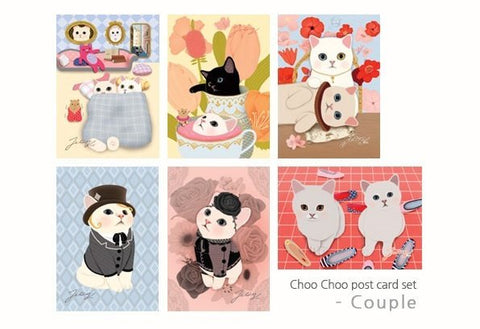 Cat Postcard set Couple in love 6 sheets by Korea Jetoy Choo Choo cats