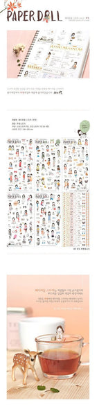 Paper doll vinyl Stickers 6 sheets set by Ponybrown Korea ss534