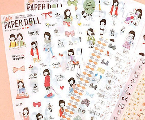 Paper doll vinyl Stickers 6 sheets set by Ponybrown Korea ss534