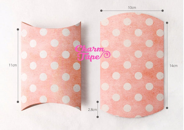 10pcs - Polka Dot Pillow Boxes, Blue or Pink , Wedding Box, Baby Shower Boxes, Holiday Gift Size 5 1/2” x 4” x 1”