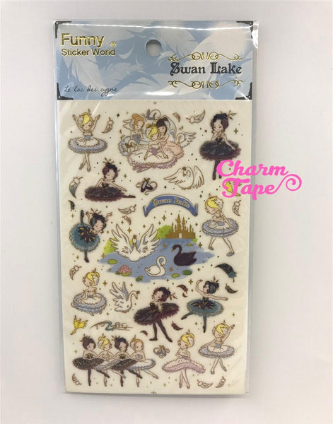 Fairy Tale Gold Foil Stickers - Pinocchio, Alice in Wonderland, Swan Lake by Funny SS330