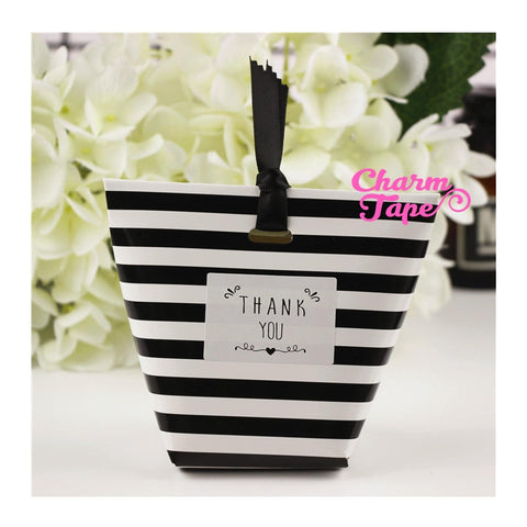 20 x Festive Black & White Stripes Simple Gift Box with Black Ribbon Packaging Party Favors 20 counts PB016