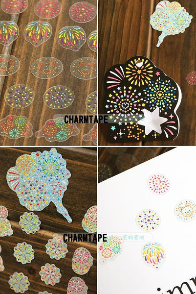 Holographic Fireworks Sticker Flakes Set - Japanese Mindwave 71 Sheets SS459