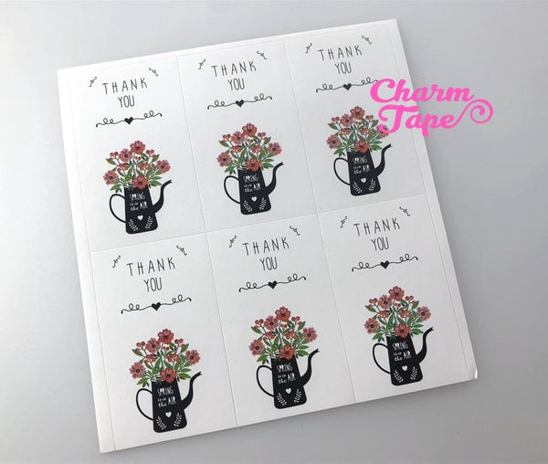 30/60ct "Thank you" Flower Paper Stickers For Gift Packing Packaging 5/10 sheets GS036