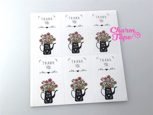 30/60ct "Thank you" Flower Paper Stickers For Gift Packing Packaging 5/10 sheets GS036