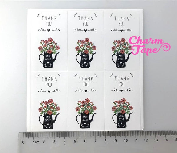 30/60ct "Thank you" Flower Paper Stickers For Gift Packing Packaging 5/10 sheets GS036