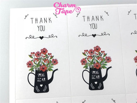 30/60ct "Thank you" Flower Paper Stickers For Gift Packing Packaging 5/10 sheets GS036