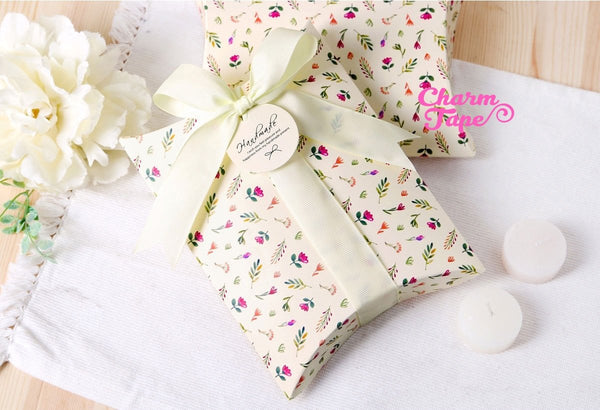 10/5pcs Floral Flowers Gift Box, Pillow Boxes For Candy, Treat - Party Favors Bags PB030