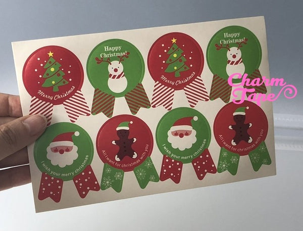 Festive Santa & Frosty Sticker For Gift Packing Packaging 3/10/30 sheets GS006