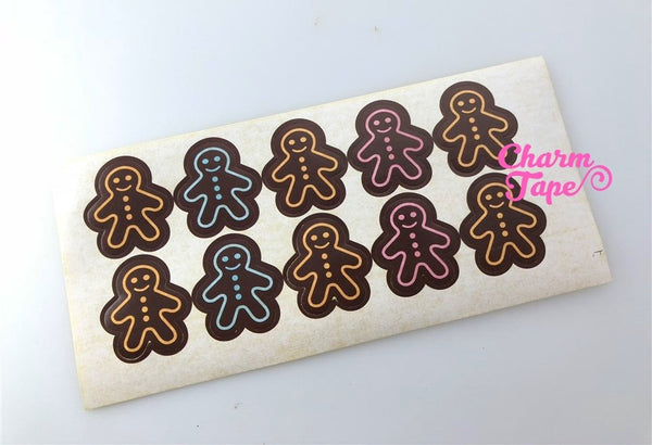 50/100ct Gingerbread man 3cm Paper Stickers For Gift Packing Packaging 5/10 sheets GS039