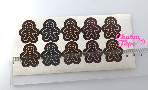 50/100ct Gingerbread man 3cm Paper Stickers For Gift Packing Packaging 5/10 sheets GS039