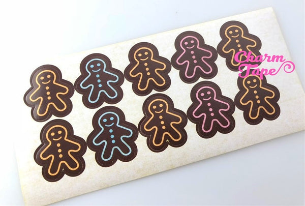 50/100ct Gingerbread man 3cm Paper Stickers For Gift Packing Packaging 5/10 sheets GS039