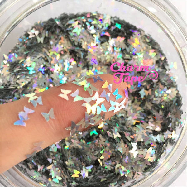 Holographic Butterfly Loose glitters, Butterflies glitter 3mm UV resin, nail gel, acrylic nail, nail polish glitter, nail stamping