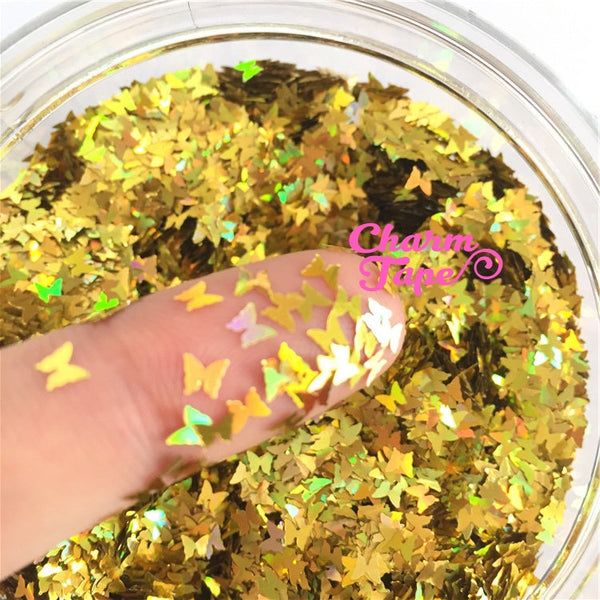 Holographic Butterfly Loose glitters, Butterflies glitter 3mm UV resin, nail gel, acrylic nail, nail polish glitter, nail stamping