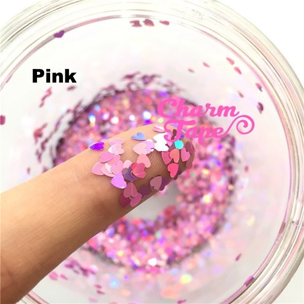 Iridescent Heart Loose glitters, cute glitter 3mm UV resin, nail gel, acrylic nail, nail polish glitter, nail stamping Opal Effect Glitter