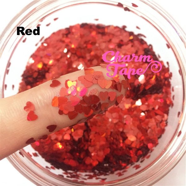 Iridescent Heart Loose glitters, cute glitter 3mm UV resin, nail gel, acrylic nail, nail polish glitter, nail stamping Opal Effect Glitter