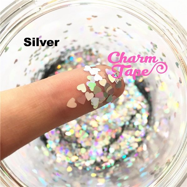 Iridescent Heart Loose glitters, cute glitter 3mm UV resin, nail gel, acrylic nail, nail polish glitter, nail stamping Opal Effect Glitter