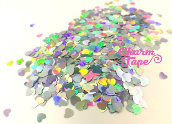 Iridescent Heart Loose glitters, cute glitter 3mm UV resin, nail gel, acrylic nail, nail polish glitter, nail stamping Opal Effect Glitter