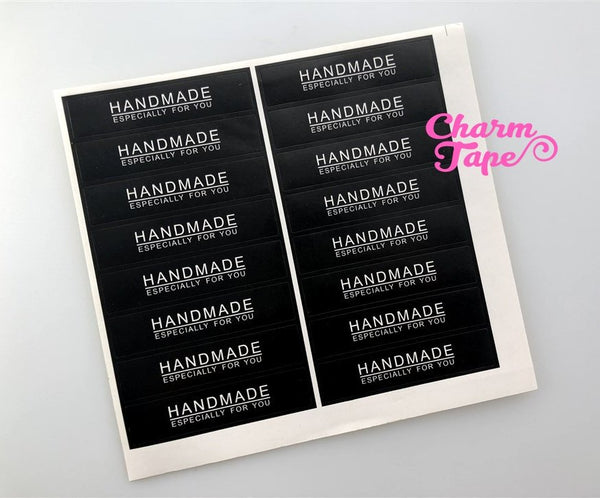 80/160ct "HANDMADE" 7x1.5 Black Paper Stickers For Gift Packing Packaging 5/10 sheets GS021