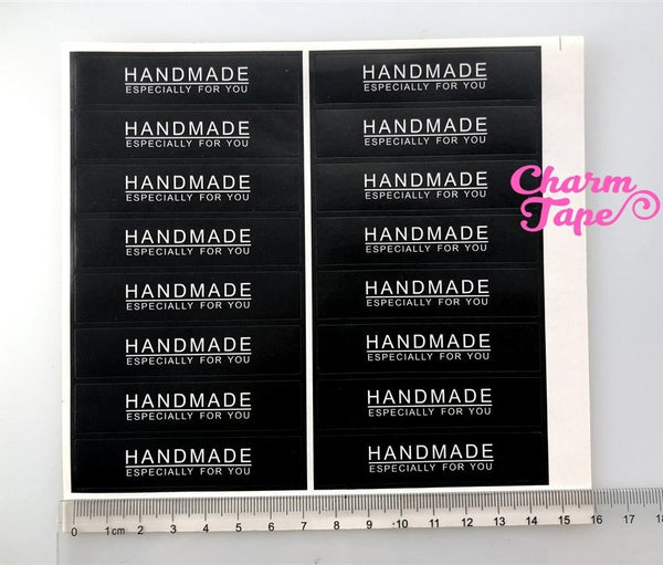 80/160ct "HANDMADE" 7x1.5 Black Paper Stickers For Gift Packing Packaging 5/10 sheets GS021